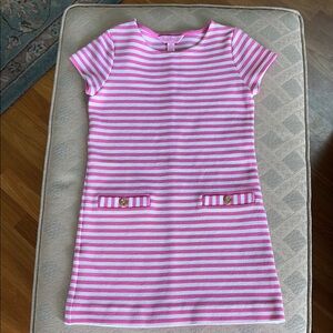 Lilly Pulitzer Pink and White Dress Short Sleeve Crew Neck